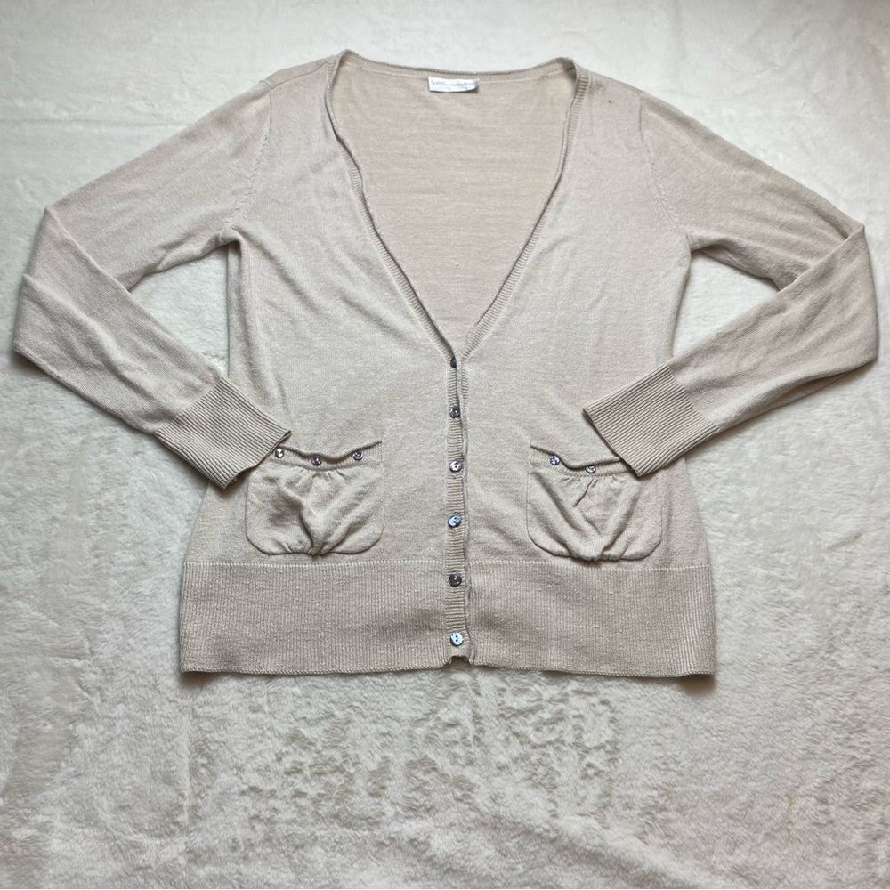 Soft Surroundings Light Brown Linen Blend Cardigan Size Small